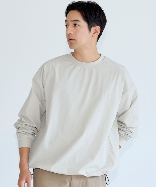 coca(coca)(コカ)の「4wayストレッチ刺繍ワイドロンT(Tシャツ/カットソー・メンズ・チャコール/カーキ/ブラック/アイボリー・XL/M/L)」の2枚目の写真