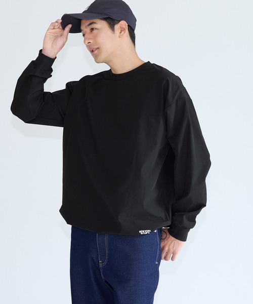 coca(coca)(コカ)の「4wayストレッチ刺繍ワイドロンT(Tシャツ/カットソー・メンズ・チャコール/カーキ/ブラック/アイボリー・XL/M/L)」の9枚目の写真