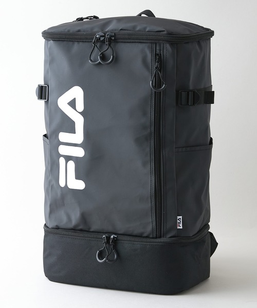 FILA(フィラ)の「【FILA/フィラ】【大容量30L】ボックスバックパック 防汚 耐久性 通勤 通学 サイドポケット ユニセックス(バックパック/リュック・メンズ・ブラック/シルバー・FREE)」の1枚目の写真