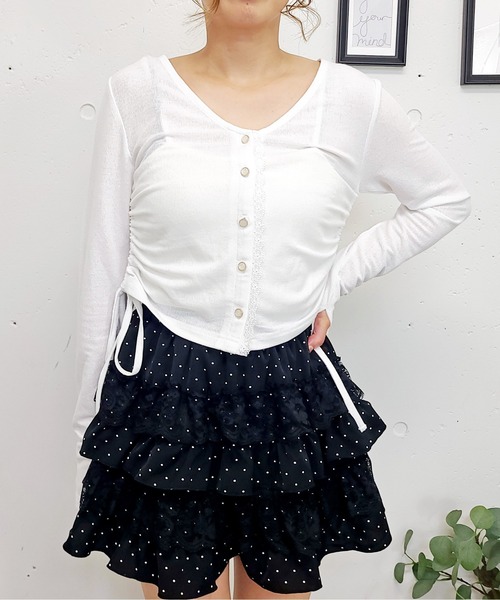 FUN(ファン)の「UVカットカーデ(カーディガン/ボレロ・レディース・オフホワイト/ブラック/ピンク・M/L)」の2枚目の写真