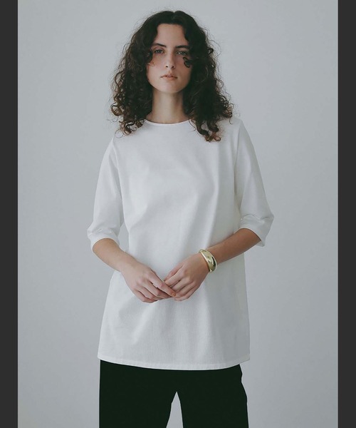 HER.(ハー)の「コットンチュニックプルオーバー(Tシャツ/カットソー・レディース・ホワイト/ブラック・フリー)」の5枚目の写真