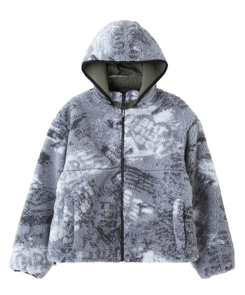 X-girl(エックスガール)の「BRUSHED COLLAGE GRAPHIC REVERSIBLE BOA BLOUSON(その他アウター・レディース・ベージュ/グレー/ピンク・S/M)」の2枚目の写真
