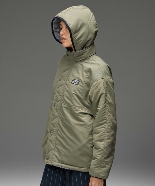 X-girl(エックスガール)の「BRUSHED COLLAGE GRAPHIC REVERSIBLE BOA BLOUSON(その他アウター・レディース・ベージュ/グレー/ピンク・S/M)」の11枚目の写真