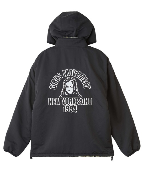 X-girl(エックスガール)の「BRUSHED COLLAGE GRAPHIC REVERSIBLE BOA BLOUSON(その他アウター・レディース・ベージュ/グレー/ピンク・S/M)」の18枚目の写真