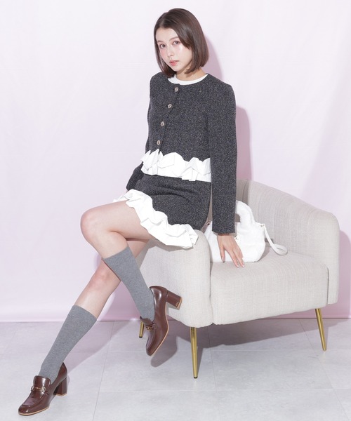 JILL by JILL STUART(ジルバイジルスチュアート)の「<セットアップ対応>ホイップフリルツイードジャケット(テーラードジャケット・レディース・ブラック/グレー・FREE)」の22枚目の写真