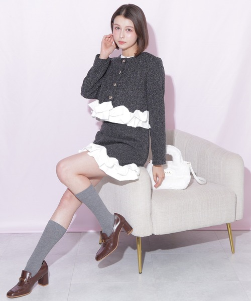 JILL by JILL STUART(ジルバイジルスチュアート)の「<セットアップ対応>ホイップフリルツイードジャケット(テーラードジャケット・レディース・ブラック/グレー・FREE)」の21枚目の写真