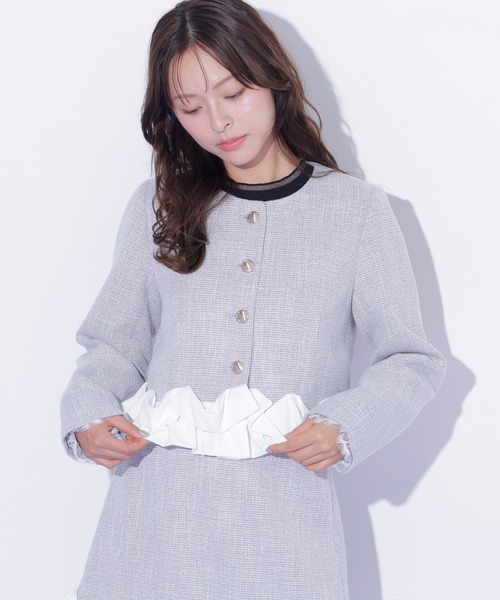 JILL by JILL STUART(ジルバイジルスチュアート)の「<セットアップ対応>ホイップフリルツイードジャケット(テーラードジャケット・レディース・ブラック/グレー・FREE)」の7枚目の写真