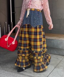 【HELLO.SANFRANCISCO】ラメデニムチェックリメイクスカート