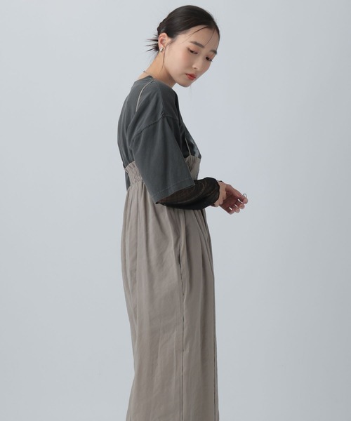 LEPSIM(レプシィム)の「シャーリングキャミサロペット 1044370(サロペット/オーバーオール・レディース・ブラウン/グレイッシュベージュ・FREE)」の13枚目の写真