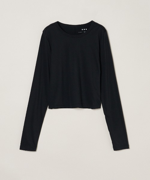 three dots(スリードッツ)の「スエードジャージー トゥーロングスリーブトップス(Tシャツ/カットソー・レディース・アイボリー/ブラック/ピンク系その他・SMALL/MEDIUM)」の2枚目の写真