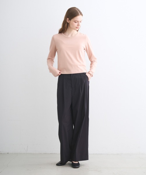 three dots(スリードッツ)の「スエードジャージー トゥーロングスリーブトップス(Tシャツ/カットソー・レディース・アイボリー/ブラック/ピンク系その他・SMALL/MEDIUM)」の5枚目の写真