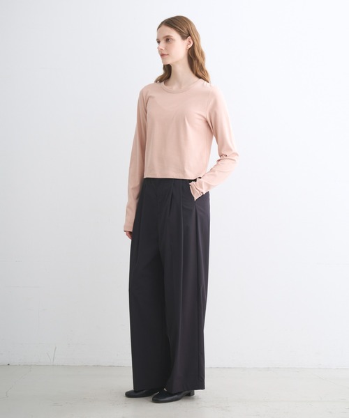 three dots(スリードッツ)の「スエードジャージー トゥーロングスリーブトップス(Tシャツ/カットソー・レディース・アイボリー/ブラック/ピンク系その他・SMALL/MEDIUM)」の4枚目の写真