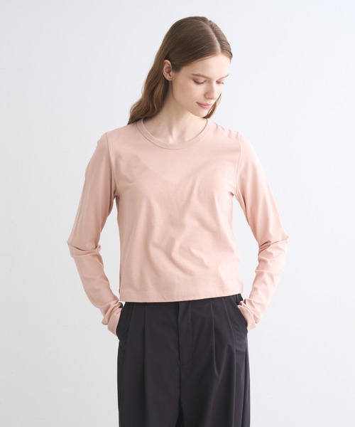 three dots(スリードッツ)の「スエードジャージー トゥーロングスリーブトップス(Tシャツ/カットソー・レディース・アイボリー/ブラック/ピンク系その他・SMALL/MEDIUM)」の11枚目の写真