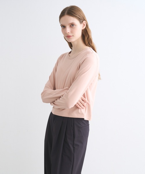 three dots(スリードッツ)の「スエードジャージー トゥーロングスリーブトップス(Tシャツ/カットソー・レディース・アイボリー/ブラック/ピンク系その他・SMALL/MEDIUM)」の9枚目の写真