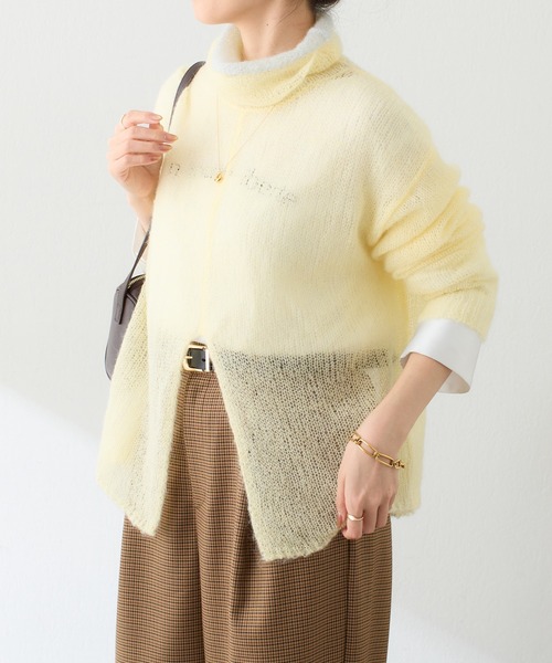 COLLAGE GALLARDAGALANTE（コラージュガリャルダガランテ）の「モヘア混タートルニット（ニット/セーター・レディース・レモンイエロー/オフホワイト・FREE）」の13枚目の写真