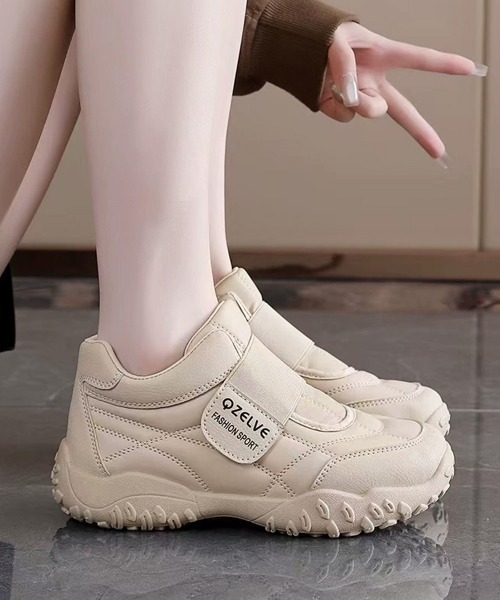 Miniministore（ミニミニストア）の「ベルクロ厚底スニーカーレディース美脚脚長（スニーカー・レディース・ベージュ/ブラック・22.5cm/23.0cm/24.5cm/24.0cm/23.5cm）」の11枚目の写真