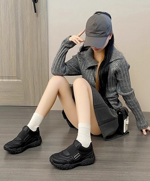 Miniministore（ミニミニストア）の「ベルクロ厚底スニーカーレディース美脚脚長（スニーカー・レディース・ベージュ/ブラック・22.5cm/23.0cm/24.5cm/24.0cm/23.5cm）」の19枚目の写真