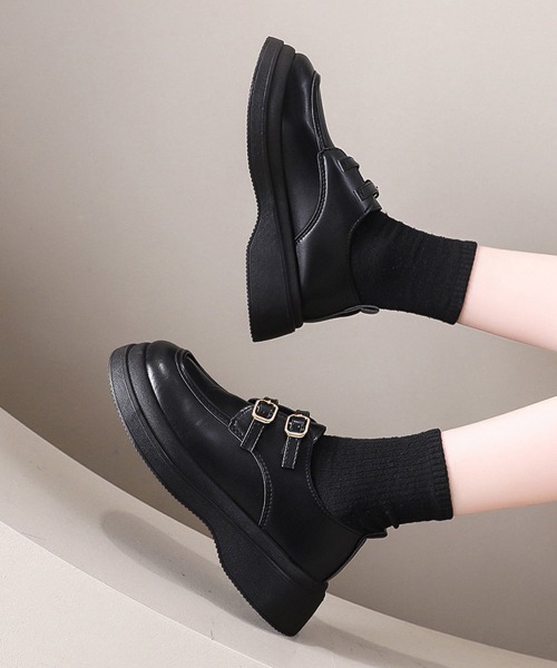 Miniministore(ミニミニストア)の「厚底ローファー メアリージェーン靴 美脚(ローファー・レディース・ブラック/ブラウン・23.5cm/23.0cm/25cm/24.5cm/24.0cm)」の3枚目の写真