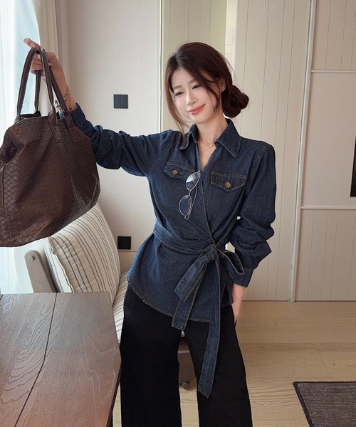 FAVORITO(ファヴォリート)の「リボンデニムトップス(その他トップス・レディース・ブルー・S/M/L)」の9枚目の写真