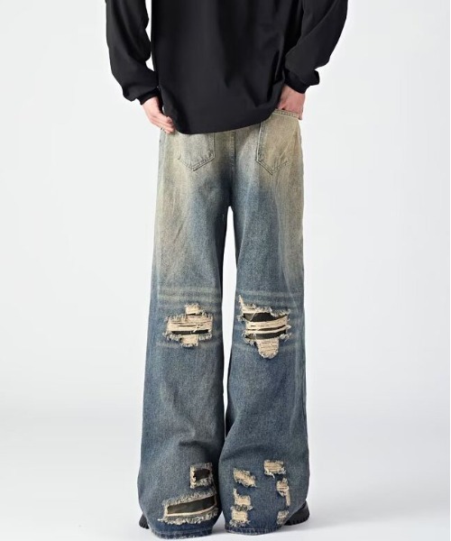 DOUBLE STEAL(ダブルスティール)の「DSクラッシュワイドデニムパンツ(デニムパンツ・メンズ・ブルー・SMALL/MEDIUM/LARGE/X-LARGE)」の4枚目の写真