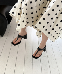 me2002 モダンストラップ フリップフロップ ミュールスリッパ ヒール7.5cm