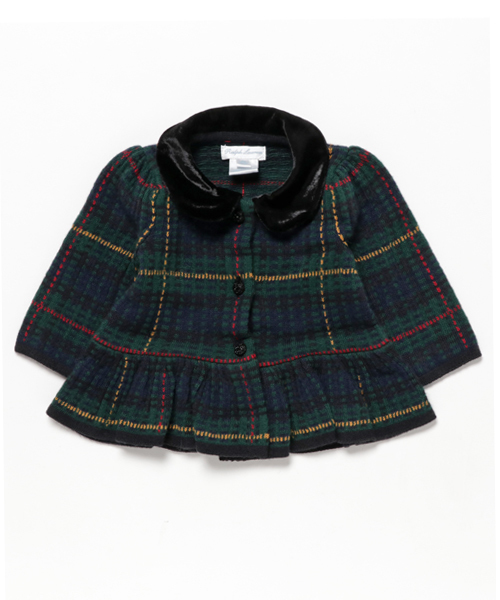 POLO RALPH LAUREN CHILDRENSWEAR(ポロ ラルフ ローレン チルドレンズウェア)の「ウール ペプラム カーディガン(カーディガン/ボレロ・キッズ・マルチ・24M/18M/6M/12M/9M)」の1枚目の写真