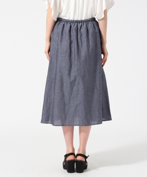 GLOBAL WORK（グローバルワーク）の「リネンコンギャザースカート/745554（スカート・レディース・グリーン/ホワイト/ブルー/ネイビー・MEDIUM/LARGE）」の8枚目の写真