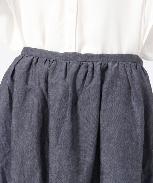 GLOBAL WORK（グローバルワーク）の「リネンコンギャザースカート/745554（スカート・レディース・グリーン/ホワイト/ブルー/ネイビー・MEDIUM/LARGE）」の9枚目の写真
