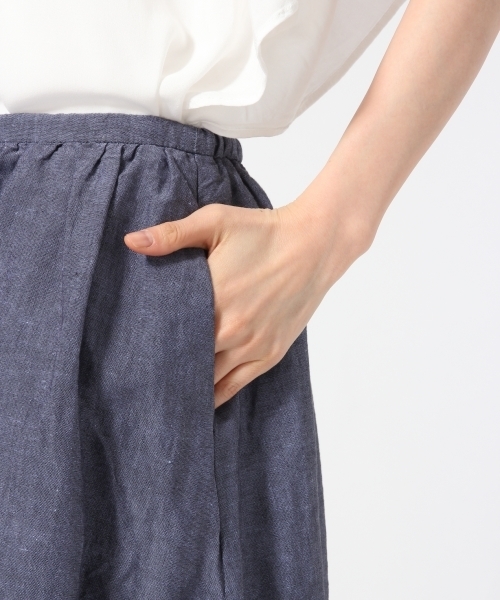 GLOBAL WORK（グローバルワーク）の「リネンコンギャザースカート/745554（スカート・レディース・グリーン/ホワイト/ブルー/ネイビー・MEDIUM/LARGE）」の10枚目の写真
