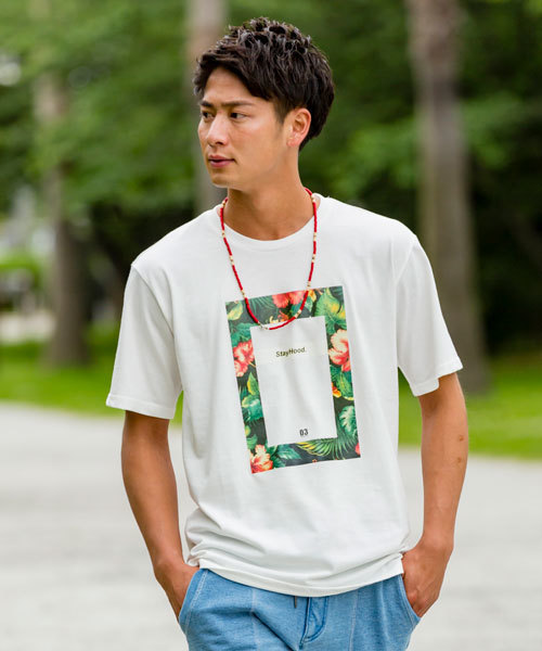 Luv maison(ラブメゾン)の「Luv・フラワーBOX&ナンバリングTシャツ(Tシャツ/カットソー・メンズ・ホワイト×ブラック/ホワイト×レッド・M/L)」の1枚目の写真