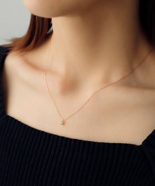 一粒ダイヤモンドの18金ネックレス[0.15ct]（ネックレス）｜SIENA ROSE 