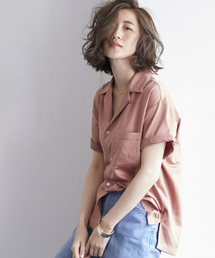 STUDIOUS | 【WEB限定】STUDIOUS サテンオープンカラーシャツ【追加予約】(シャツ/ブラウス)