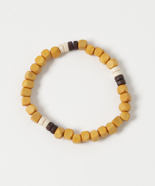 WEGO（ウィゴー）の「WEGO/ウッドゴムブレスレット（ブレスレット・メンズ・サックスブルー/イエロー系その他/ブラウン・FREE）」の3枚目の写真