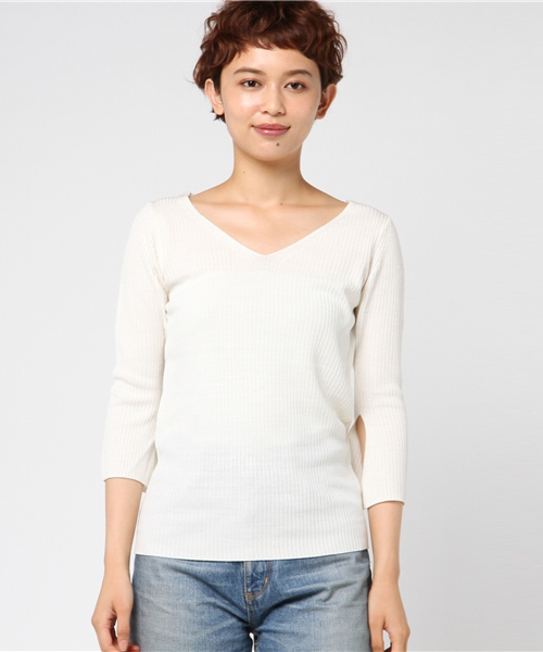 Plage - 【新品タグ付】Plage SILK RIB Vネックプルオーバー plage（プラージュ）の「SILK RIB Vネックプルオーバー