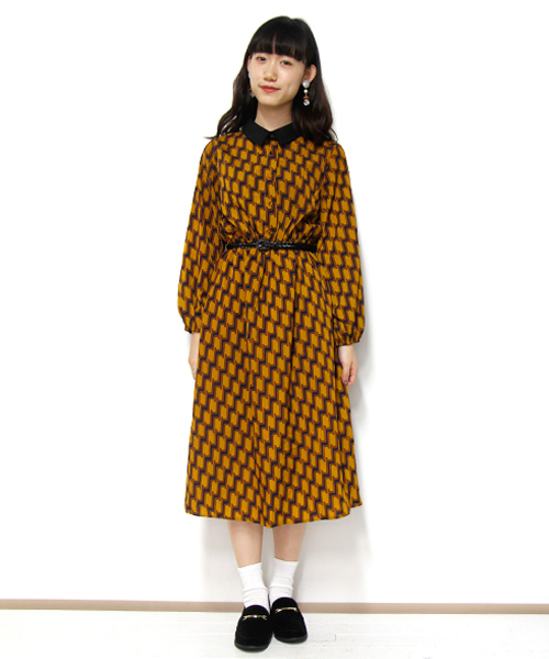 Clice De Paris クリシェドゥパリス の Psg 衿付き幾何学柄op ワンピース Wear