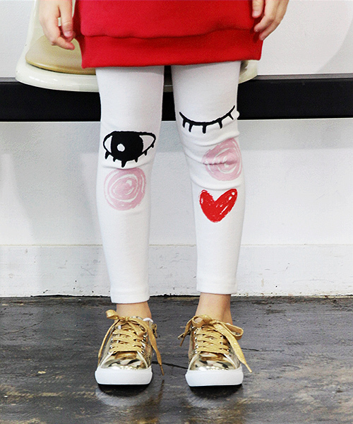 Rora(ローラ)の「Rora ユニークフェイス レギンス(2color)(レギンス/スパッツ・キッズ・オフホワイト/ブラック・90cm/100cm/110cm/120cm/130cm/140cm)」の2枚目の写真