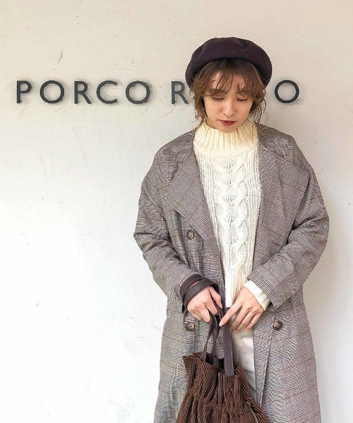 select MOCA（セレクトモカ）の「柔らかいペールカラーで春先まで使える◆ケーブル透かし編み長袖リブハイネックニット（ニット/セーター・レディース・オフホワイト/ピンク/ブルーグレー・FREE）」の15枚目の写真