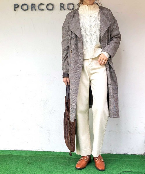 select MOCA（セレクトモカ）の「柔らかいペールカラーで春先まで使える◆ケーブル透かし編み長袖リブハイネックニット（ニット/セーター・レディース・オフホワイト/ピンク/ブルーグレー・FREE）」の16枚目の写真