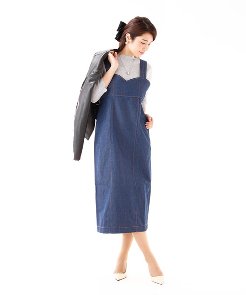 BLUEEAST（ブルーイースト）の「デニムIラインジャンパースカート（ジャンパースカート・レディース・ブルー/ネイビー・MEDIUM）」の22枚目の写真