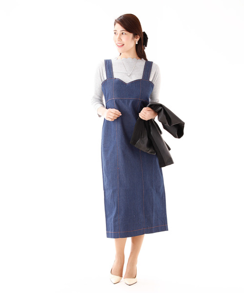 BLUEEAST（ブルーイースト）の「デニムIラインジャンパースカート（ジャンパースカート・レディース・ブルー/ネイビー・MEDIUM）」の19枚目の写真