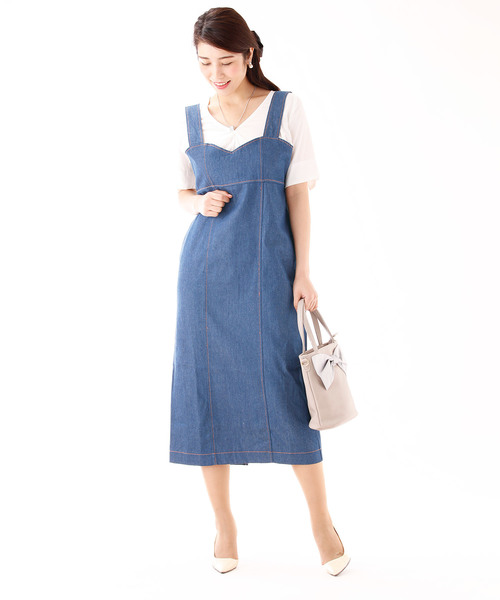 BLUEEAST（ブルーイースト）の「デニムIラインジャンパースカート（ジャンパースカート・レディース・ブルー/ネイビー・MEDIUM）」の16枚目の写真