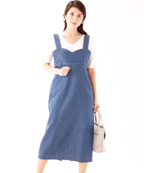 BLUEEAST（ブルーイースト）の「デニムIラインジャンパースカート（ジャンパースカート・レディース・ブルー/ネイビー・MEDIUM）」の13枚目の写真