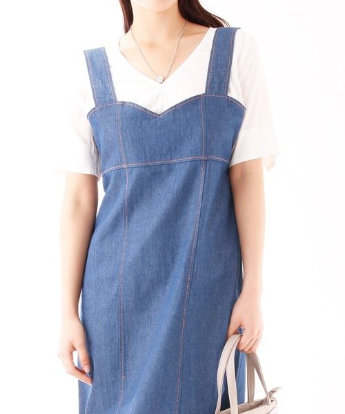 BLUEEAST（ブルーイースト）の「デニムIラインジャンパースカート（ジャンパースカート・レディース・ブルー/ネイビー・MEDIUM）」の9枚目の写真
