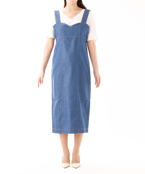 BLUEEAST（ブルーイースト）の「デニムIラインジャンパースカート（ジャンパースカート・レディース・ブルー/ネイビー・MEDIUM）」の15枚目の写真