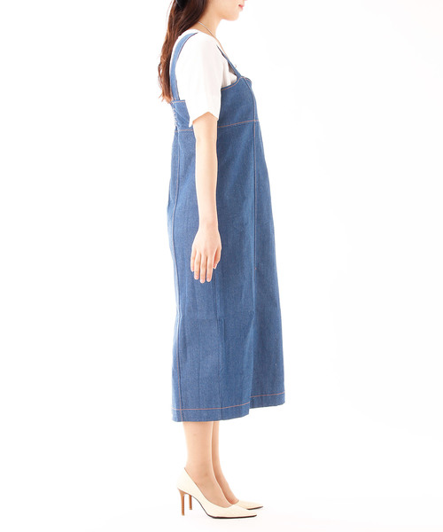 BLUEEAST（ブルーイースト）の「デニムIラインジャンパースカート（ジャンパースカート・レディース・ブルー/ネイビー・MEDIUM）」の12枚目の写真