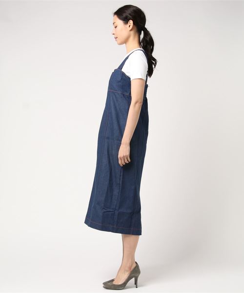 BLUEEAST（ブルーイースト）の「デニムIラインジャンパースカート（ジャンパースカート・レディース・ブルー/ネイビー・MEDIUM）」の3枚目の写真
