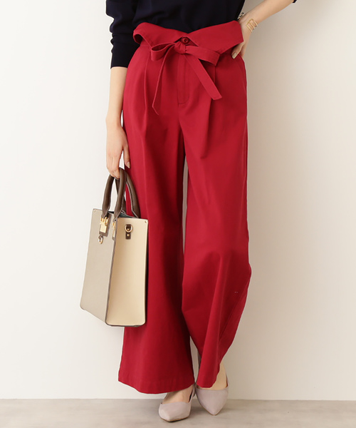 N.（N. Natural Beauty Basic）（エヌエヌナチュラルビューティーベーシック）の「デザインウエストチノワイドパンツ（その他パンツ・レディース・ベージュ/レッド/カーキ・MEDIUM）」の3枚目の写真