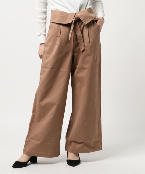 N.（N. Natural Beauty Basic）（エヌエヌナチュラルビューティーベーシック）の「デザインウエストチノワイドパンツ（その他パンツ・レディース・ベージュ/レッド/カーキ・MEDIUM）」の4枚目の写真