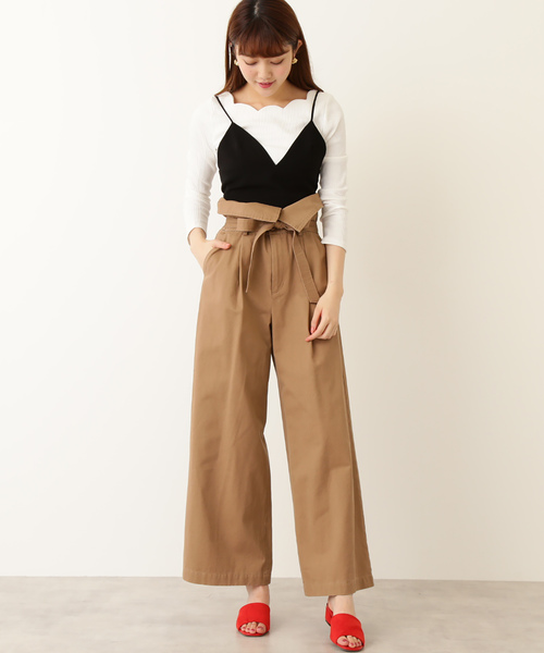 N.（N. Natural Beauty Basic）（エヌエヌナチュラルビューティーベーシック）の「デザインウエストチノワイドパンツ（その他パンツ・レディース・ベージュ/レッド/カーキ・MEDIUM）」の7枚目の写真