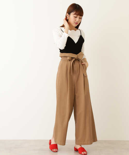 N.（N. Natural Beauty Basic）（エヌエヌナチュラルビューティーベーシック）の「デザインウエストチノワイドパンツ（その他パンツ・レディース・ベージュ/レッド/カーキ・MEDIUM）」の20枚目の写真